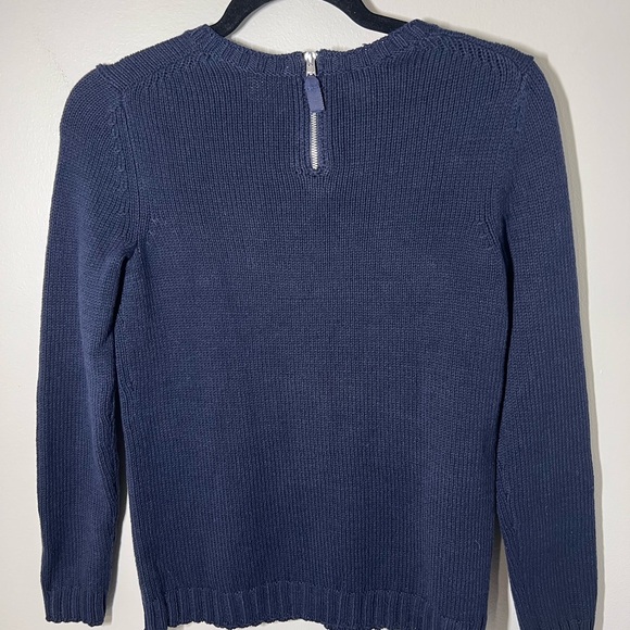 Talbots Petite Womens Navy Baubles Pom‎ Pom Polka Dot Cotton Blend Sweater Small - Picture 9 of 12